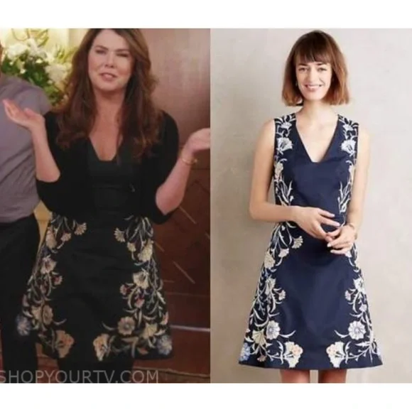 Anthropologie Gilmore Girls Moulinette Soeurs Bellflower Floral Embroidery Dress - Picture 3 of 16